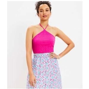 NWT Loft Women's Smocked Halter Top Fuchsia Pink Size Small/Medium